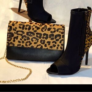 Leopard print handbag.